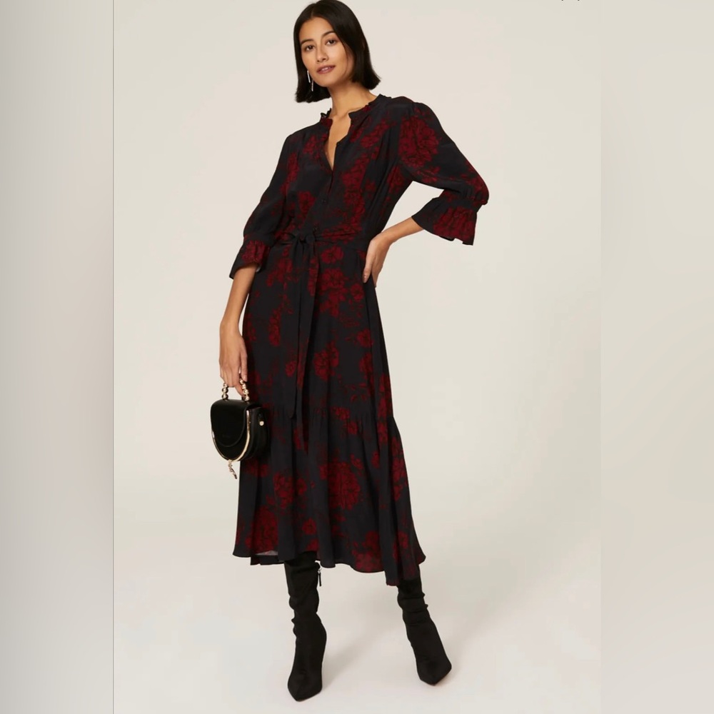Marissa Webb Collective Navy Floral Shirtdress, size 2 - Picture 3 of 13